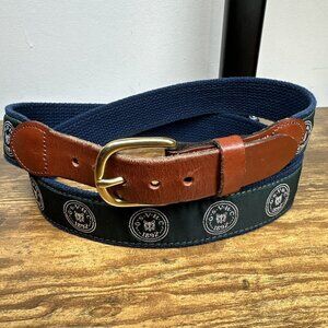 Green Spring Valley Hunt Golf Club Embroidered Canvas Mens Brass Buckle Belt 40